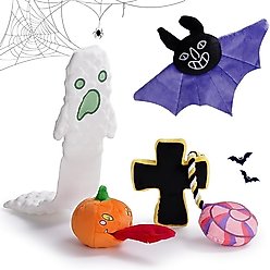 Nocciola Multi-Sensory Spooky Squeaky Plush Dog Toys, 5 count
