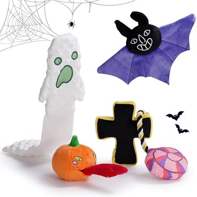 Nocciola Nocciola Multi-Sensory Spooky Squeaky Plush Dog Toys, 5 count