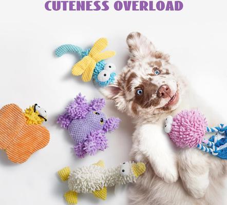 Show full view: Nocciola Pastel Colors Sweet Sweepers Variety Pack Fuzzy Plush Dog Toy, 5 count slide 2 of 8