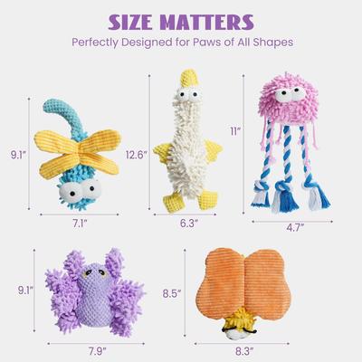 Show full view: Nocciola Pastel Colors Sweet Sweepers Variety Pack Fuzzy Plush Dog Toy, 5 count slide 6 of 8