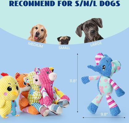 Show full view: Nocciola Patchwork Fabric Beggar Bear with Beggar Animal Variety Pack Plush Dog Toy, 5 count slide 3 of 6