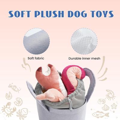 Show full view: Nocciola Plush Squeaky Seafood Boil with Pot Dog Toy with Crinkle Paper, 10 count slide 4 of 9