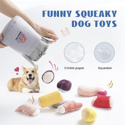 Show full view: Nocciola Plush Squeaky Seafood Boil with Pot Dog Toy with Crinkle Paper, 10 count slide 3 of 9