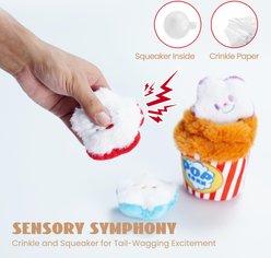 Nocciola Popcorn Bucket Variety Pack Interactive Squeaky Stuffed Dog Toy, 4 count slide 2 of 6