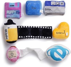 Nocciola Retro Tech Squeaky Plush Dog Toys, 7 count slide 1 of 7
