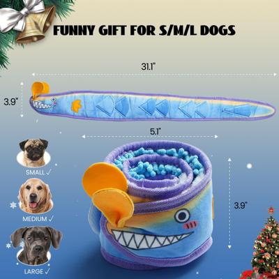 Show full view: Nocciola Ribbon Eel Snuffle Squeaky Stuffing-Free Dog Plush Toy, Blue slide 6 of 9