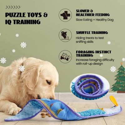 Show full view: Nocciola Ribbon Eel Snuffle Squeaky Stuffing-Free Dog Plush Toy, Blue slide 4 of 9