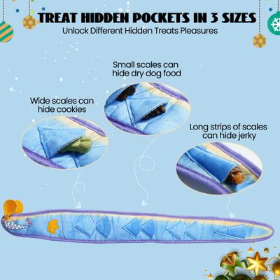 Show full view: Nocciola Ribbon Eel Snuffle Squeaky Stuffing-Free Dog Plush Toy, Blue slide 3 of 9