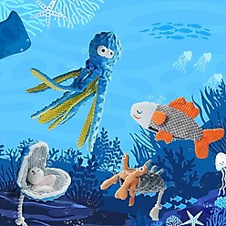 Nocciola Sea Creatures Octopus Shark Crab Mussel Variety Pack Crinkle Squeaky Dog Toy, 4 count slide 2 of 7
