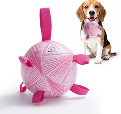 Nocciola Soccer Ball with Straps Interactive Dog Toy, Pink, 6-in