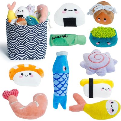 Nocciola Nocciola Sushi with Takeout Bag Variety Pack Squeaky Interactive Dog Toy, 10 count