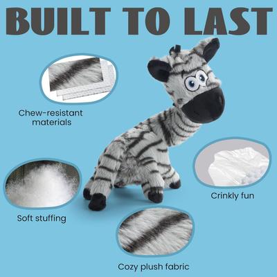 Show full view: Nocciola Twistable Zebra Stuffed Dog Plush Toy, Black slide 5 of 8