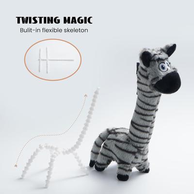 Show full view: Nocciola Twistable Zebra Stuffed Dog Plush Toy, Black slide 2 of 8