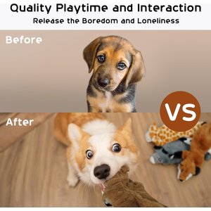 Nocciola Wildlife Series Squeaky Stuffing-Free Dog Plush Toy Variety Pack, 5 count