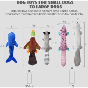 Nocciola Wildlife Series Squeaky Stuffing-Free Dog Plush Toy Variety Pack, 5 count