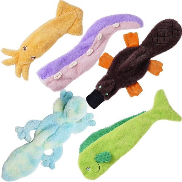 Nocciola Retro Tech Squeaky Plush Dog Toys, 7 count