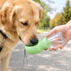 NonoPets 2-in-1 Leak-Proof Travel Dog Food Storage & Water Bottle, Green