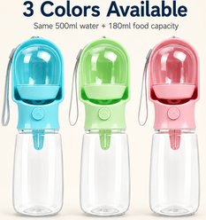 NonoPets 2-in-1 Leak-Proof Travel Dog Food Storage & Water Bottle, Pink slide 2 of 9