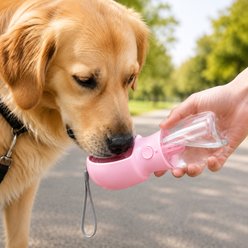 NonoPets 2-in-1 Leak-Proof Travel Dog Food Storage & Water Bottle, Pink