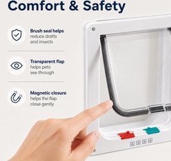 NonoPets 4-Way Locking Weatherproof Interior & Exterior Durable Plastic Frame Walk Through Dog & Cat Flap Door with Magnetic Close & Brush Strip Seal, White, Large slide 2 of 9