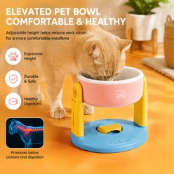 NonoPets Adjustable Elevated Anti-Slip Suction, Neck-Friendly Removable Dishwasher Safe Plastic Dog & Cat Bowl, 1.25-cup, Pink slide 2 of 9