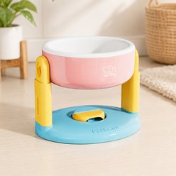 NonoPets Adjustable Elevated Anti-Slip Suction, Neck-Friendly Removable Dishwasher Safe Plastic Dog & Cat Bowl, 1.25-cup, Pink slide 1 of 9
