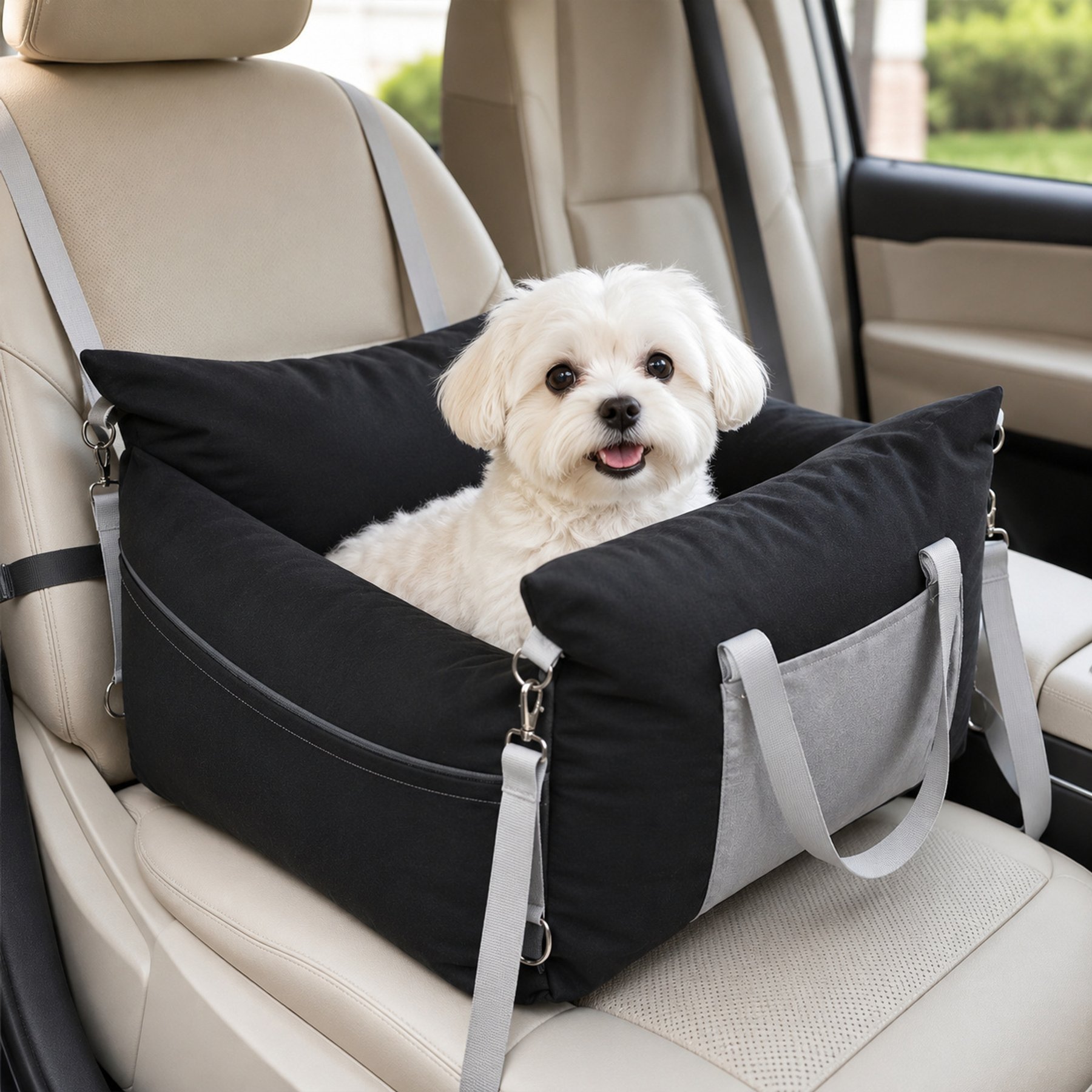NonoPets All-Season Orthopedic Dog & Cat Car Seat, Black