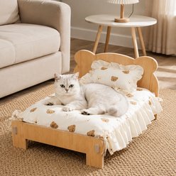 NonoPets Bear Head Elevated Wooden Dog & Cat Bed