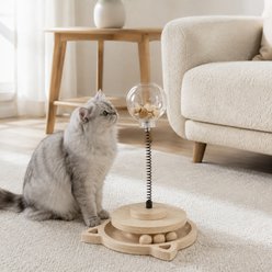 NonoPets Big Hole Interactive Wooden Treat Dispenser Cat Toy with Catnip Ball