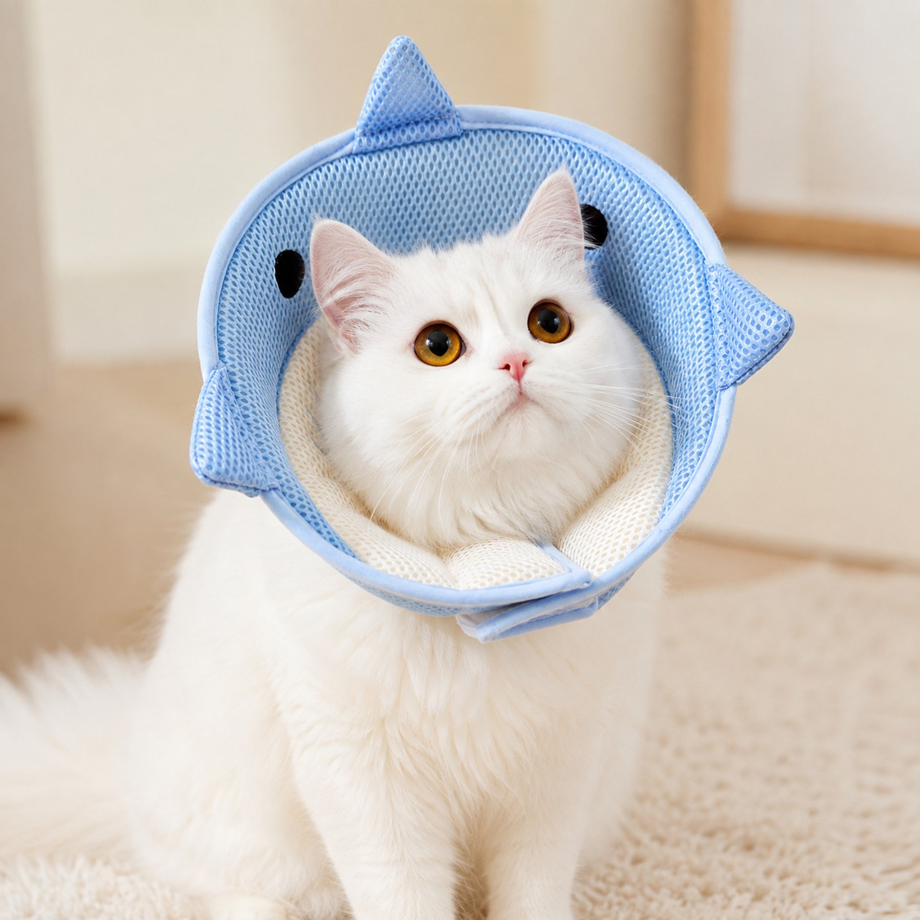 NonoPets Breathable Adjustable E-Collar Anti-Lick Protection After Surgery Grooming Dog & Cat Soft Cone, Blue, Large