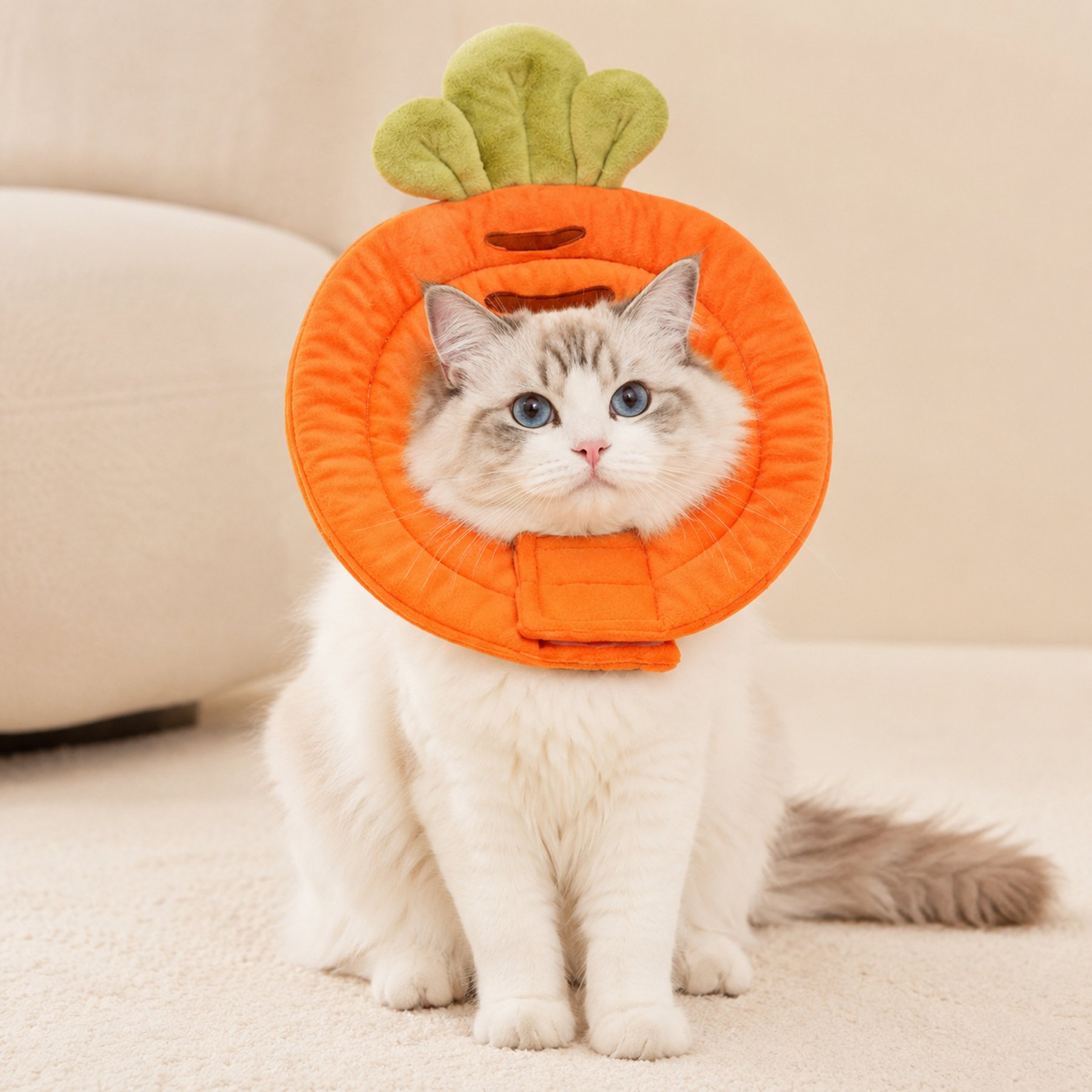 NonoPets Breathable Adjustable E-Collar Anti-Lick Protection After Surgery Grooming Dog & Cat Soft Cone, Orange, Medium