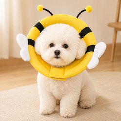 NonoPets Breathable Adjustable E-Collar Anti-Lick Protection After Surgery Grooming Dog & Cat Soft Cone, Yellow/Black, Large