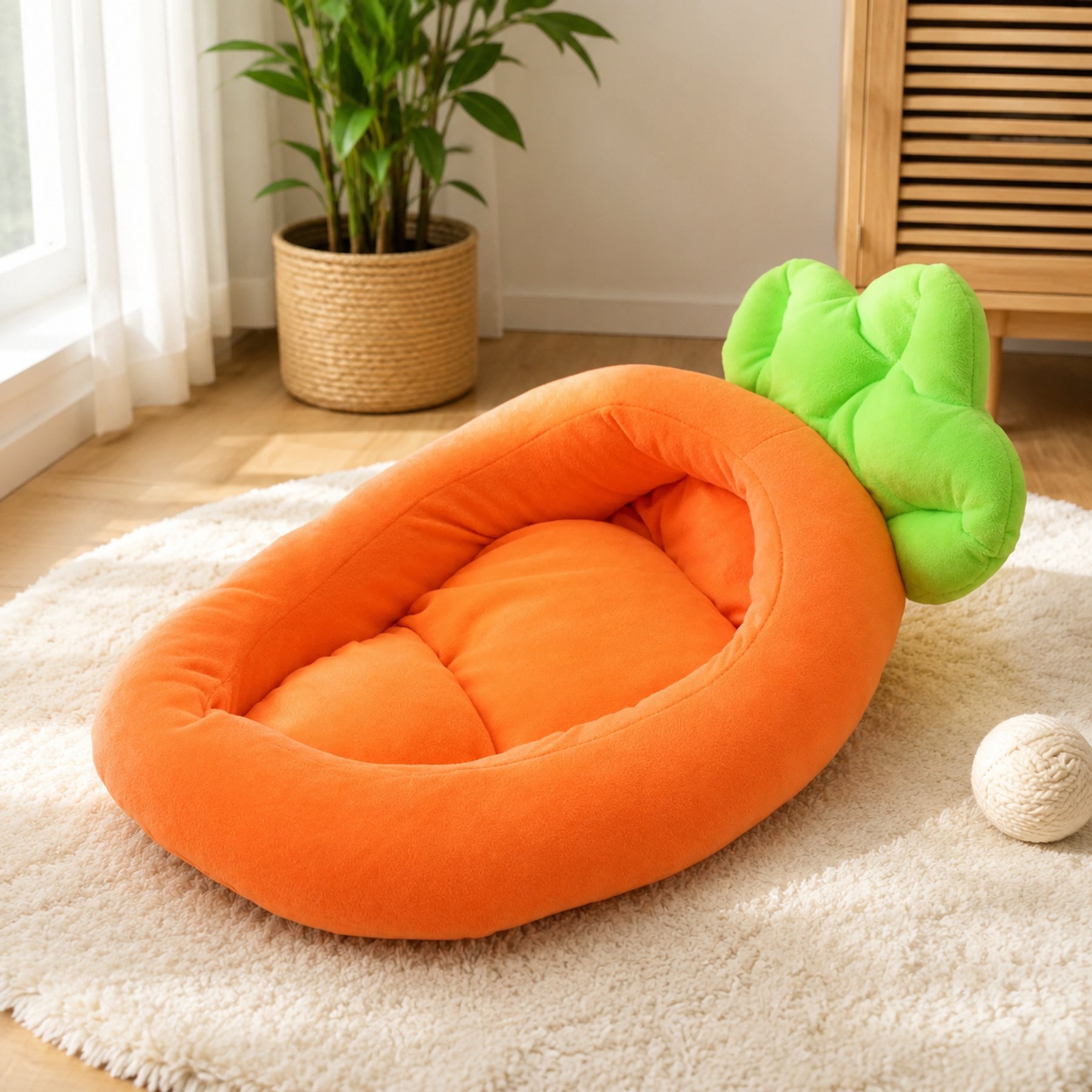 NonoPets Carrot Shape Bolster Dog, Cat & Bunny Bed, Small