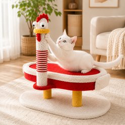 NonoPets Chicken-Shaped Elevated Cat Plush Bed with Scratching Post, 22-in slide 2 of 9