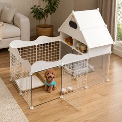 NonoPets Customizable DIY Versatile Indoor Foldable Metal Wire Dog & Cat Exercise Playpen with Integrated Storage Top, 58 x 29.5 x 22.5-in