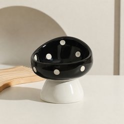 NonoPets Daily Indoor Companion Elevated Ceramic Dog Bowl with Stable Base, 6.8-oz, Black
