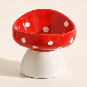 NonoPets Daily Indoor Companion Elevated Ceramic Dog Bowl with Stable Base, 6.8-oz, Red