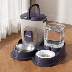 NonoPets Lavender Gravity Automatic Non-Skid Plastic Dog & Cat Feeder & Waterer Set with 67.6-oz Food Storage & 40.6-oz Water Dispenser, Light Purple