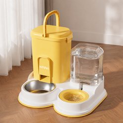 NonoPets Dog & Cat Automatic Feeder & Waterer Set with 2-L Food Storage & 1.2-L Water Dispenser, Yellow