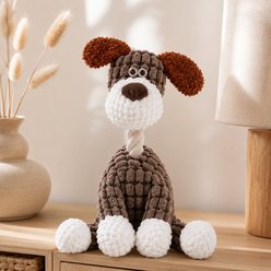 NonoPets Durable Chew Fabric Soft Plush Material Interactive Squeaky Plush Dog Toy Set with Built In Squeaker, Brown