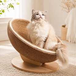 NonoPets Durable Premium Eggshell Ergonomic Sisal Scratching Bowl with Solid Wood Base Lounge Chew Resistant Bolster Cat Bed, Large: 18.9-in
