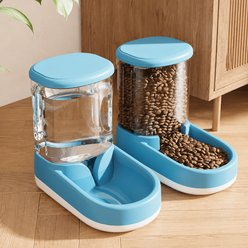 NonoPets Easy Refill Gravity Automatic Plastic Dog Feeder with Wide Base, 1-gal, Blue