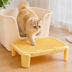 NonoPets Elevated Step Platform Anti-Tracking Double-Layer Cat Litter Mat, Beige, 19.69 x 15.94 x 5.91-in slide 1 of 9