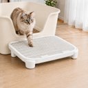 NonoPets Elevated Step Platform Anti-Tracking Double-Layer Cat Litter Mat, White, 19.69 x 15.94 x 3.54-in