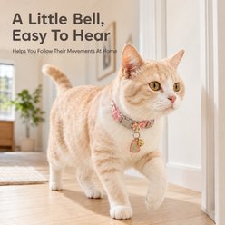 NonoPets Embroidered Floral Heart Dog & Cat Collar with Safety Buckle & Bell, 11.8-in neck, 1/2-in wide slide 2 of 9