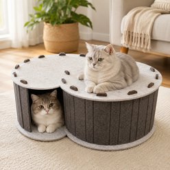 NonoPets Felt Tunnel Hideaway Novelty Covered Dog & Cat Bed with Removable Top Panels, Structured Walls & Cozy Indoor Exploration Space