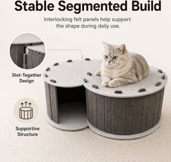 NonoPets Felt Tunnel Hideaway Novelty Covered Dog & Cat Bed with Removable Top Panels, Structured Walls & Cozy Indoor Exploration Space slide 2 of 9