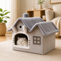 NonoPets Foldable House Indoor Plush Hideaway with PP Cotton Cushion Covered Dog & Cat Bed, Small