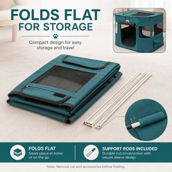 NonoPets Foldable Rectangular Polyester Dog & Cat Playpen with Soft Fabric Walls, Mesh Windows, Zip Top Access & Travel-Ready Storage Design, Green, Small slide 2 of 8
