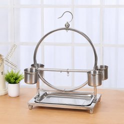 NonoPets Freestanding Metal Play Circular Perch Hanging Hook & Stable Tabletop Base Bird Conure Stand